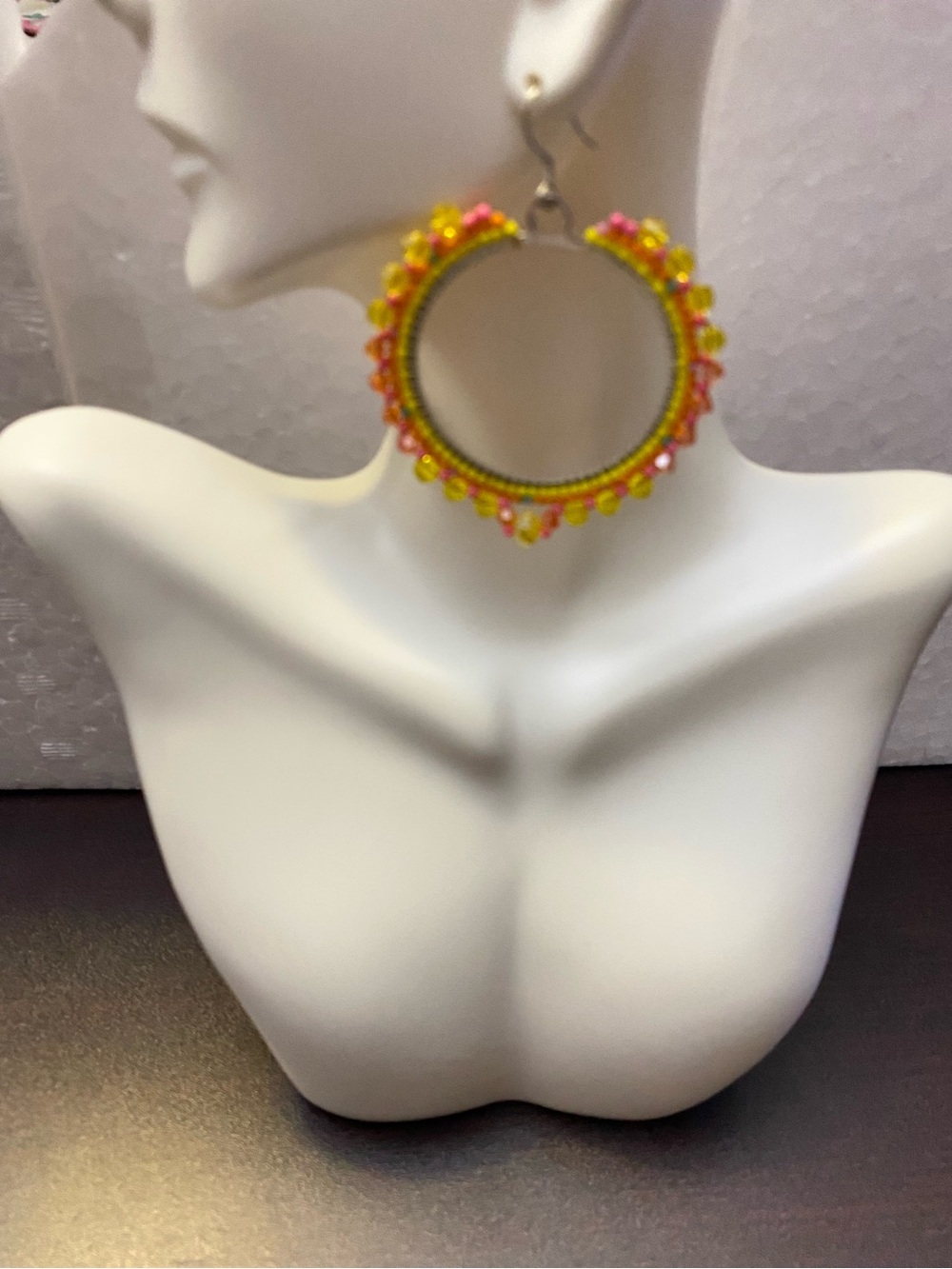 Handmade brick stitch vibrant Multicolor Beaded Hoop Earrings